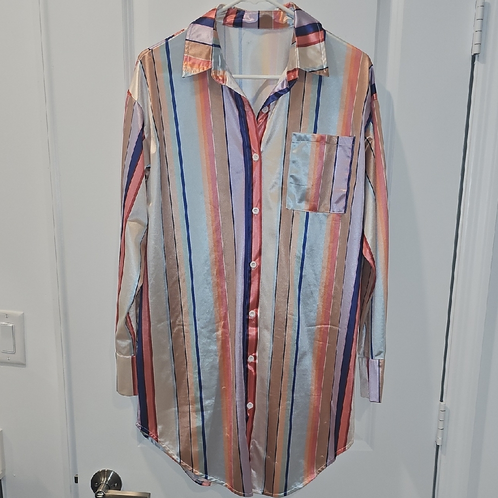 Colorful Striped Button-Up Shirt